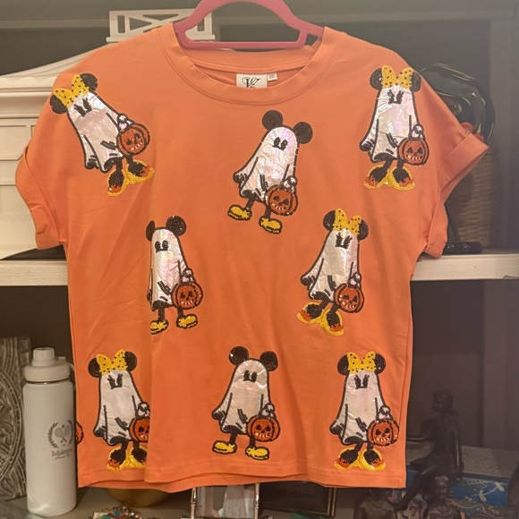 Ellory Kate Tops - Ellory Kate Xs womens mickey minnie ghost t shirt tee sequins
